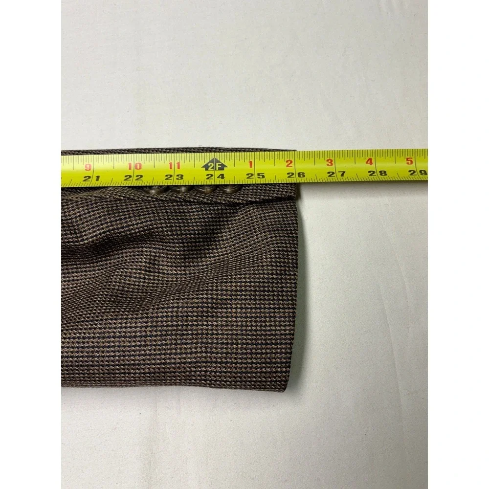 Stafford Essentials Classic Fit Wool Blazer Brown Herringbone Elbow Patches‎ 44L